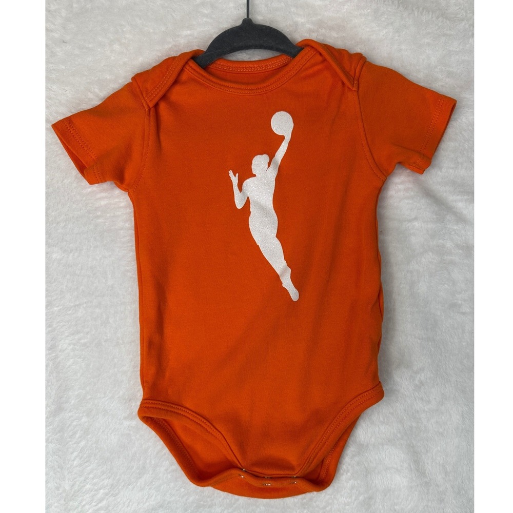 WNBA Bodysuit Baby 12M Orange Short Sleeve Logo Snap Closure